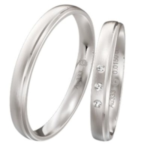 Trauringe aus Weißgold 333 mit Steinbesatz