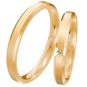 Schmale Roségold-Trauringe mit Steinbesatz