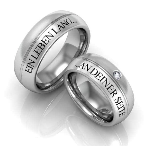Partnerringe Edelstahl Gravur Zirkonia ID226