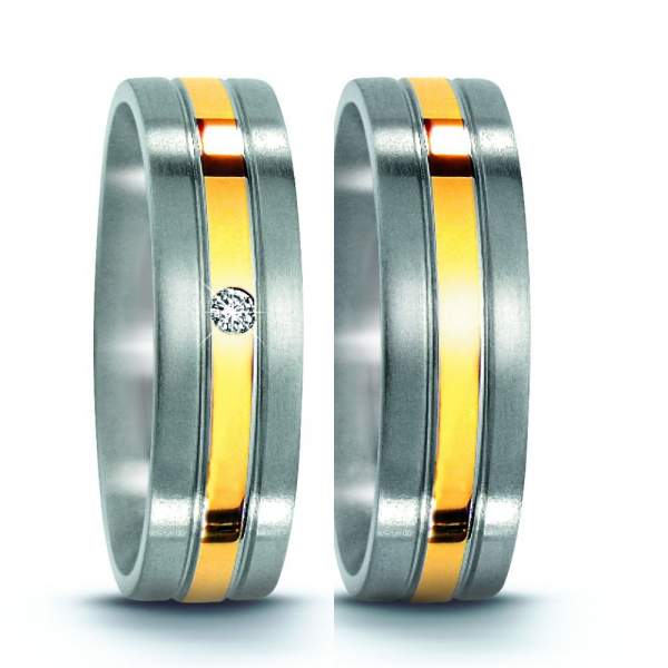 Trauringe Edelstahl Gelbgold Brillanten Titan Factory 50963_ES