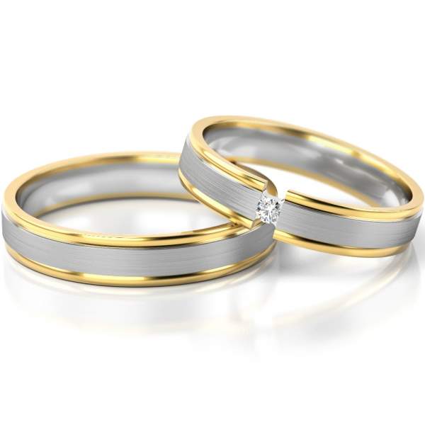 Trauringe Gelbgold-Weissgold (333) mit Brillant 0,03 ct.