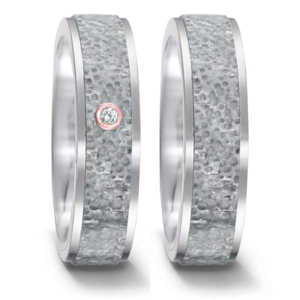 Trauringe Carbon grau Rotgold Brillant TitanFactory 52544