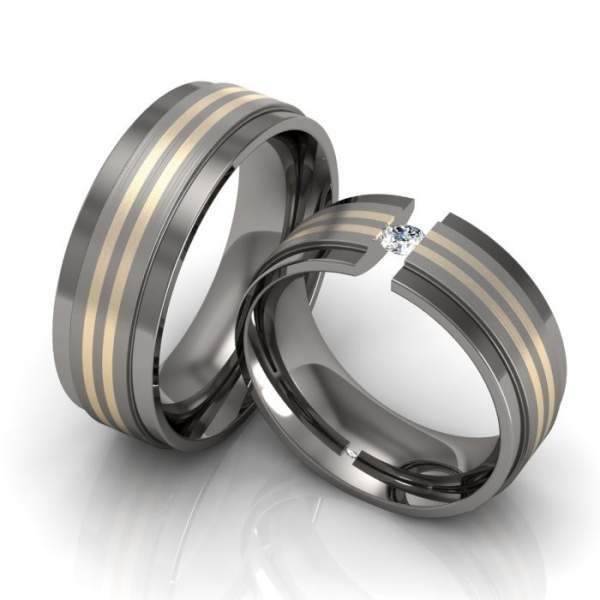 Verlobungsringe Titan Gold Zirkonia ID1336