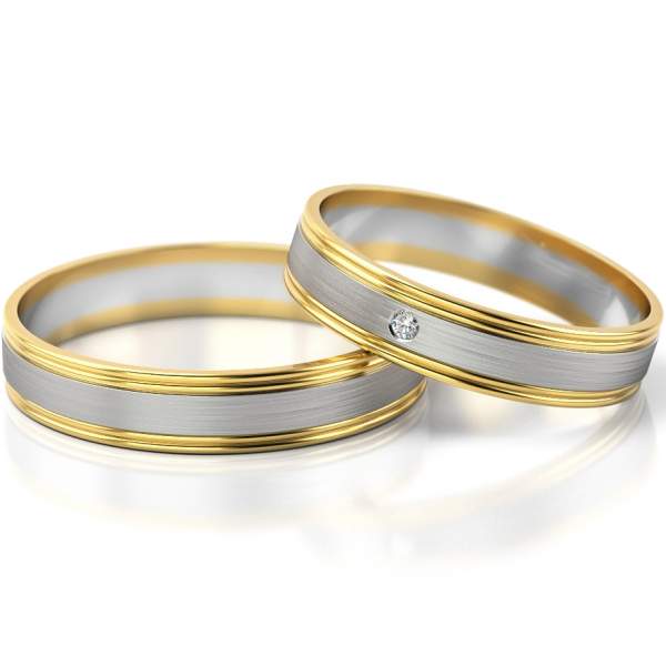 Trauringe Gelbgold-Weissgold (333) mit Brillant 0,015 ct.