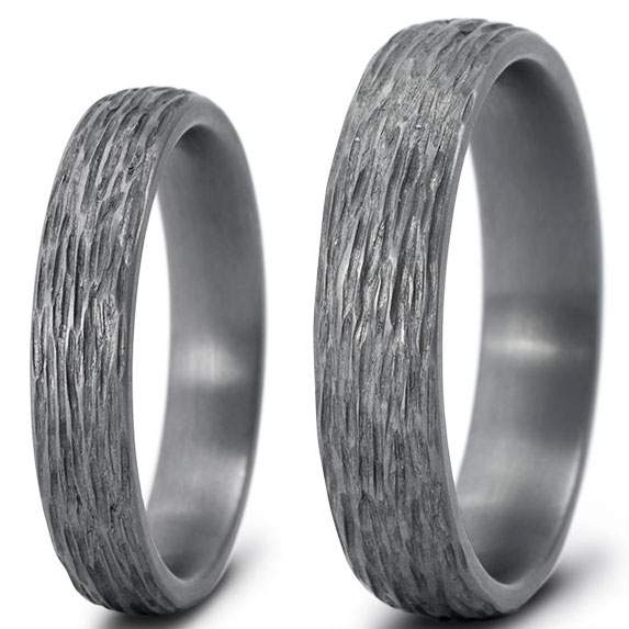 Tantal Partnerringe mit Struktur Knorke