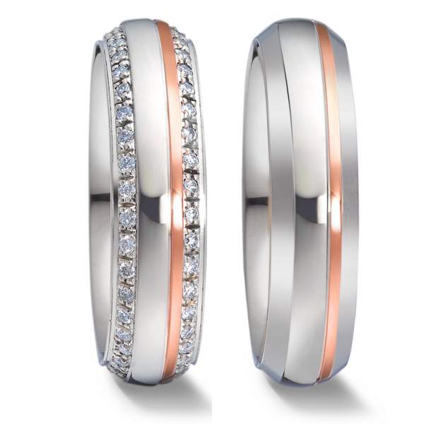 Trauringe Rotgold Platin Brillant Weidner 76027