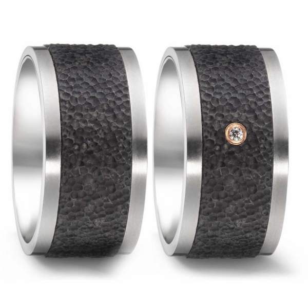 Trauringe Rotgold Carbon Brillant Titan Factory 52544