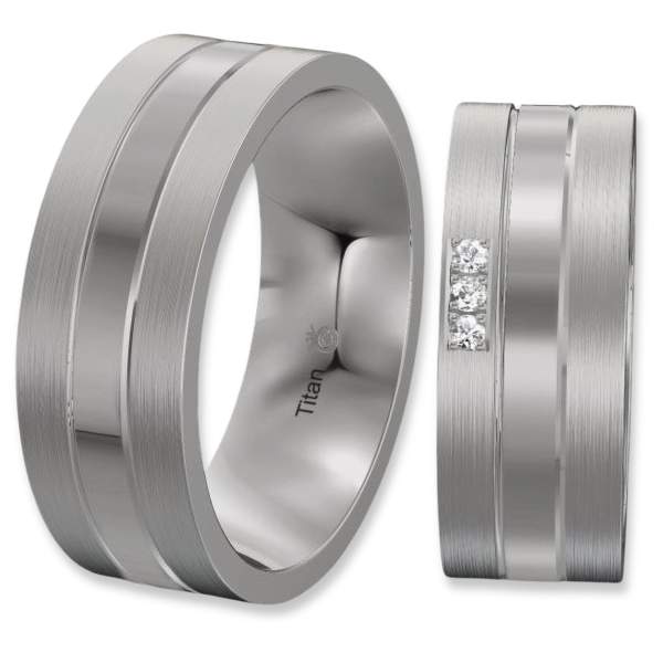 8mm Breite Titan Trauringe mit Brillant ID901