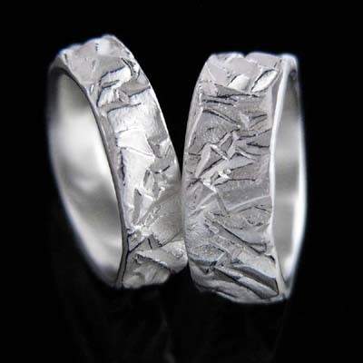 Trauringe Silber Natur im Design - Pyritkristall