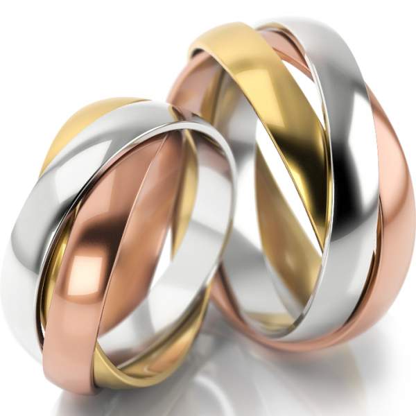 Trauringe Weissgold-Rotgold (333) ohne Steine