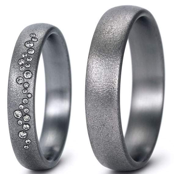 Luxus pur: Tantal Trauringe Strichmatt Brillanten 0,075ct!