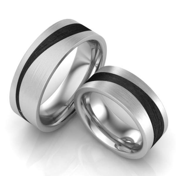 Verlobungsringe Edelstahl Carbon ID1480