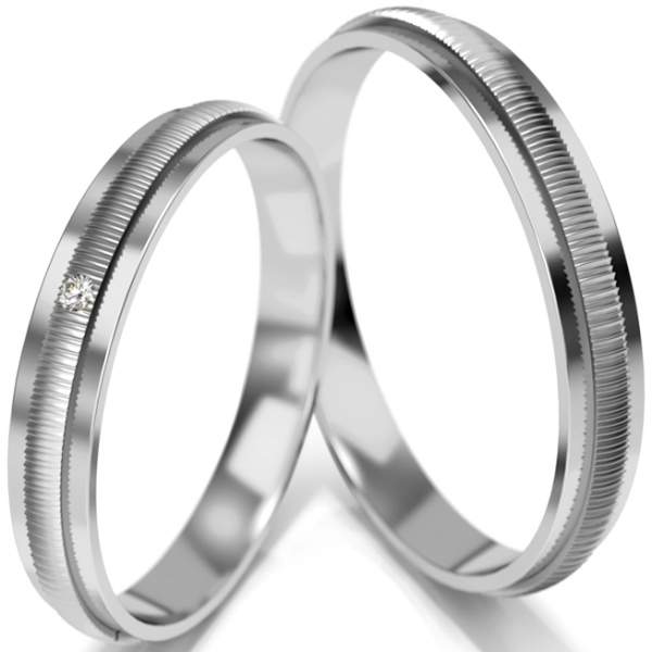 Trauringe Weissgold (333) mit Brillant 0,01 ct.