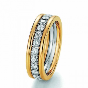 Memoirering gelbgold mit Diamanten in Krappenfassung