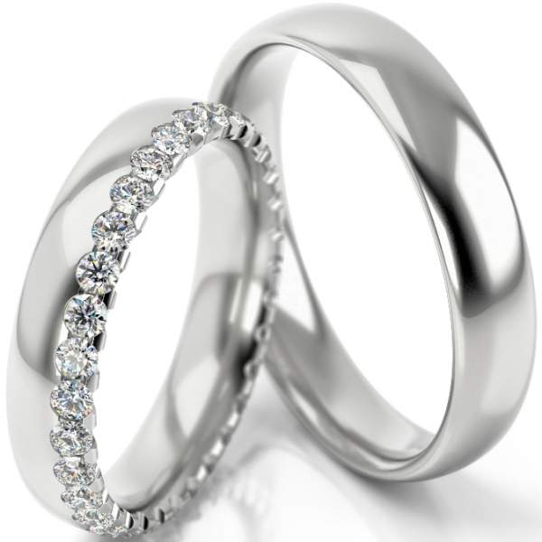 Trauringe Weissgold (333) mit Brillant 0,68 ct.