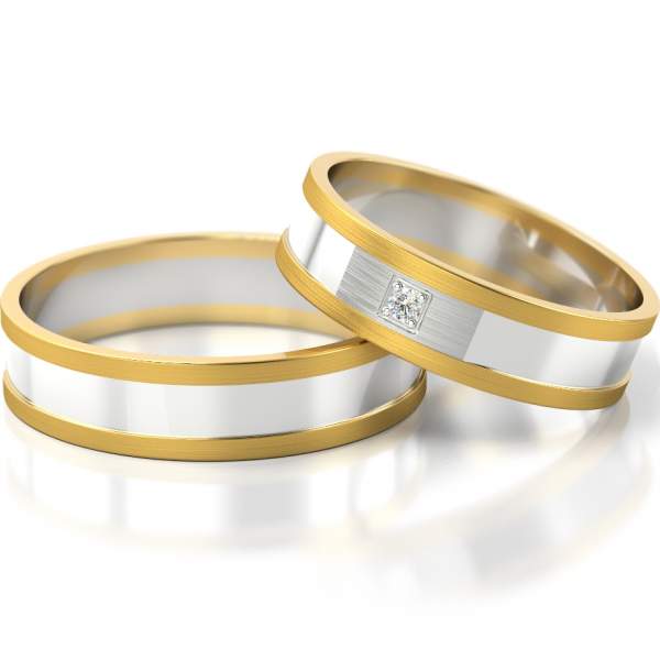 Trauringe Gelbgold-Weissgold (333) mit Brillant 0,02 ct.