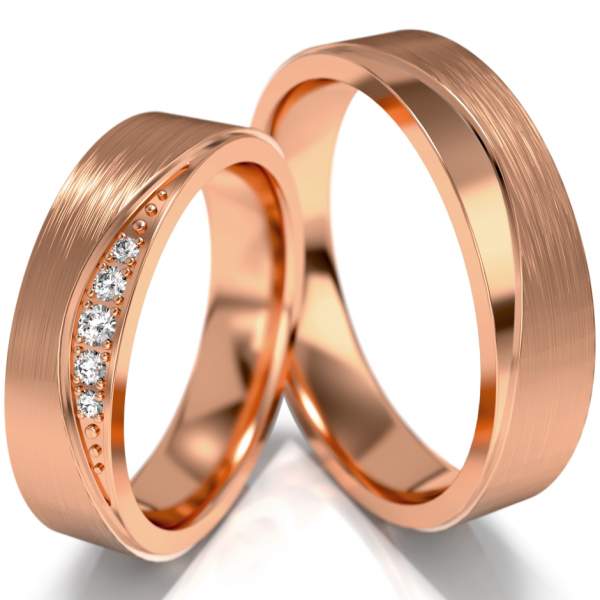 Trauringe Rotgold (333) mit Brillant 0,065 ct.