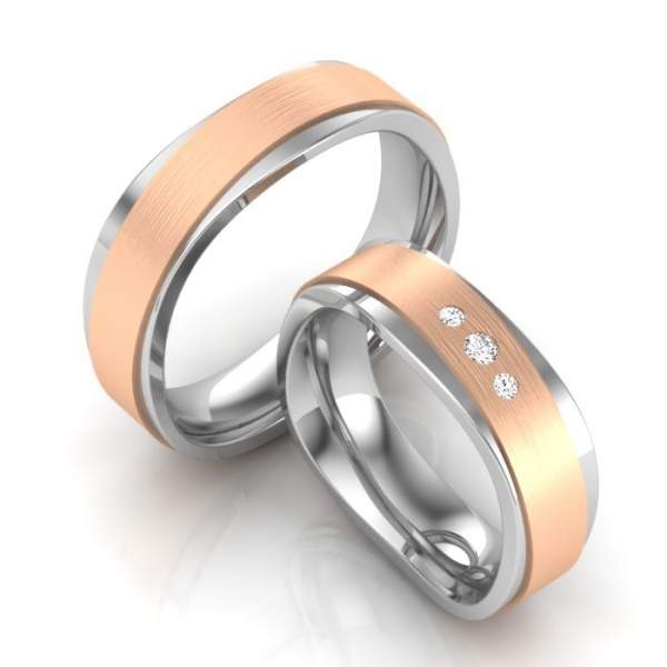 Verlobungsringe Bicolor Rotgold Edelstahl Brillant