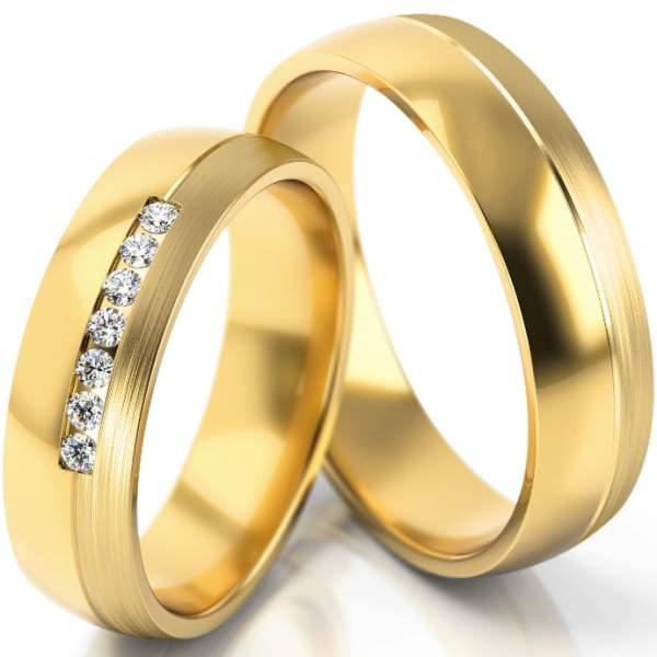 Trauringe Gelbgold (333) mit Brillant 0,105 ct.