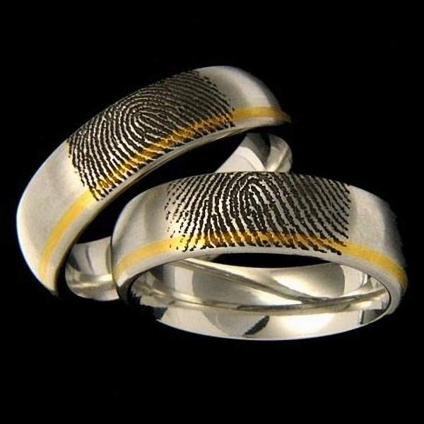 Trauringe Fingerabdruck Edelstahl Gold ID117