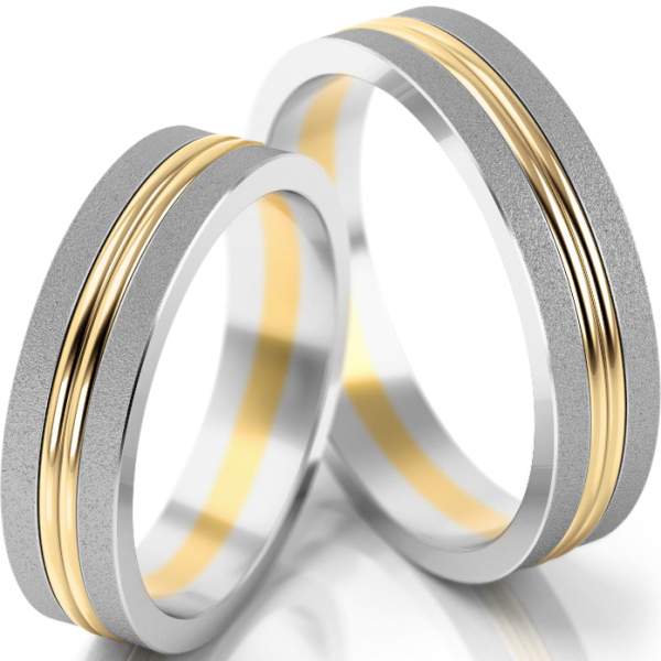 Trauringe Weissgold-Gelbgold (333) ohne Steine