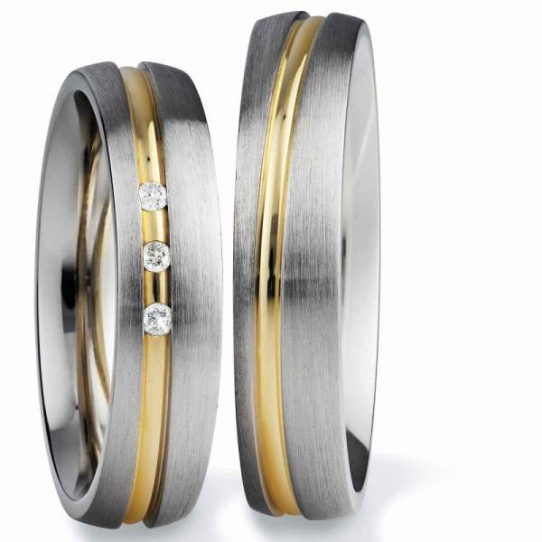 Trauringe Platin Gelbgold Brillant 915771