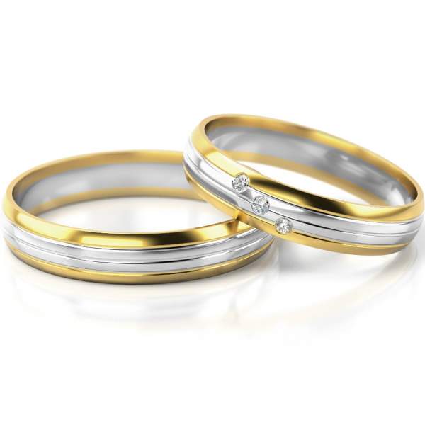 Trauringe Gelbgold-Weissgold (333) mit Brillant 0,03 ct.