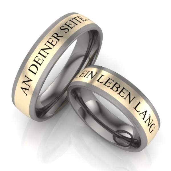 Günstige Titan Gold Verlobungsringe mit Lasergravur ID335