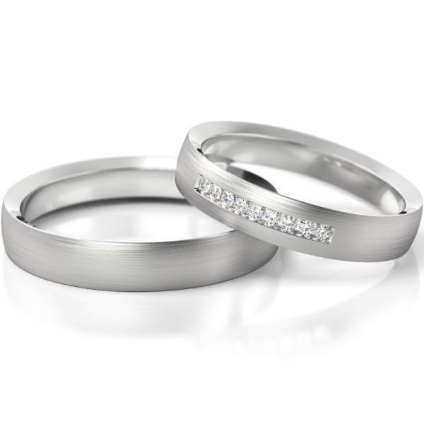 Trauringe Weissgold (333) mit Brillant 0,09 ct.