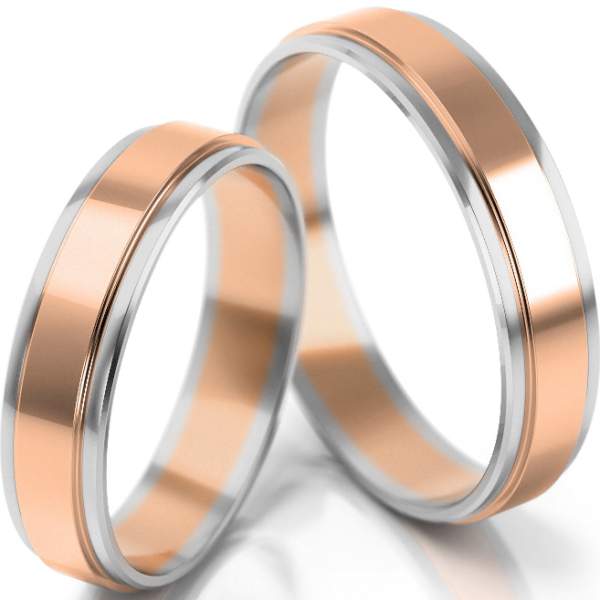 Trauringe Weissgold-Rotgold (333) ohne Steine