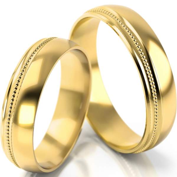 Glänzende Trauringe Gelbgold (333) ohne Steine mit Perlierung