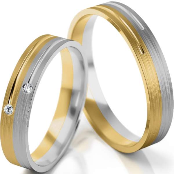 Trauringe Gelbgold-Weissgold (333) mit Brillant 0,02 ct.