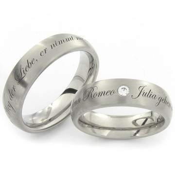 Partnerringe Edelstahl Gravur Zirkonia ID228