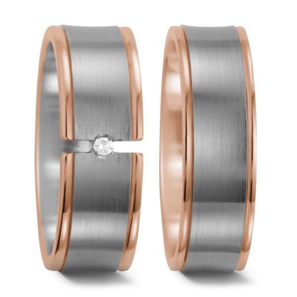 Trauringe Rotgold Weißgold Brillant Weidner 61047