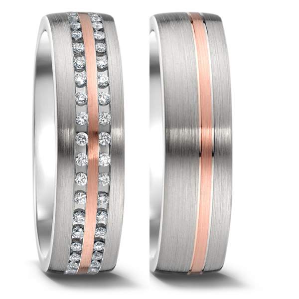 Trauringe Rotgold Platin Brillant Weidner 76028