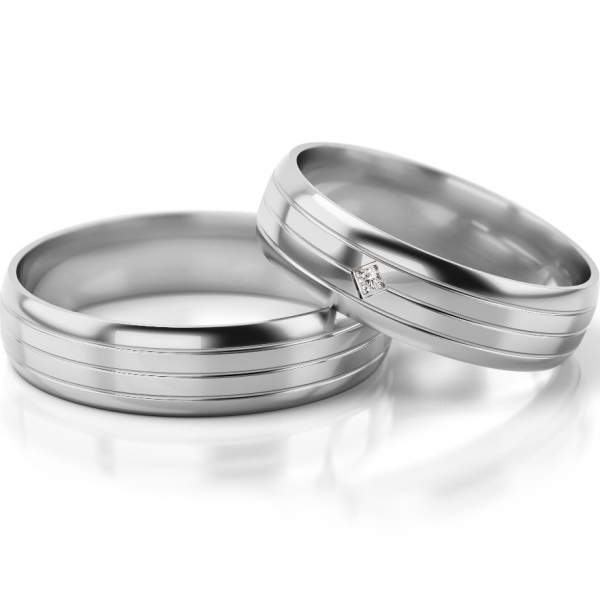 Trauringe Weissgold (333) mit Brillant 0,015 ct.