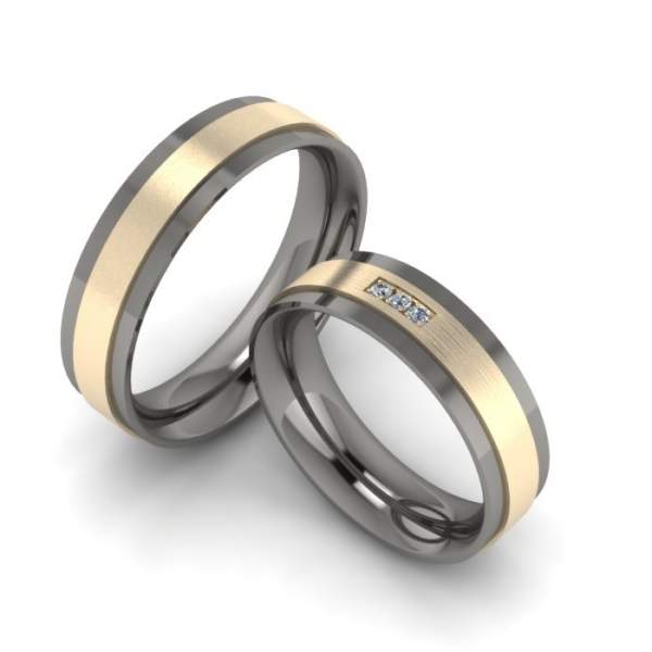 Trauringe Titan Gold Brillanten ID1361