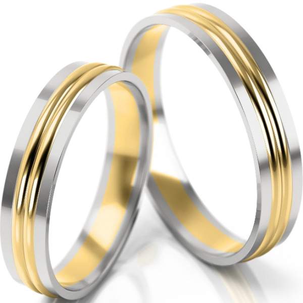 Trauringe Weissgold-Gelbgold (333) ohne Steine