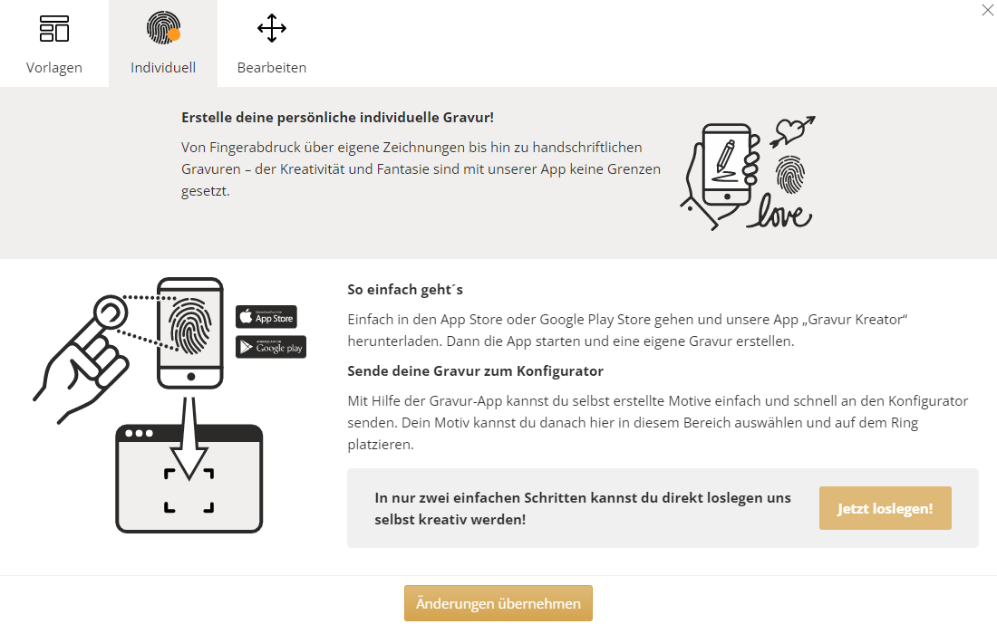 Eheringe gravieren lassen mit dem Gravurkonfigurator