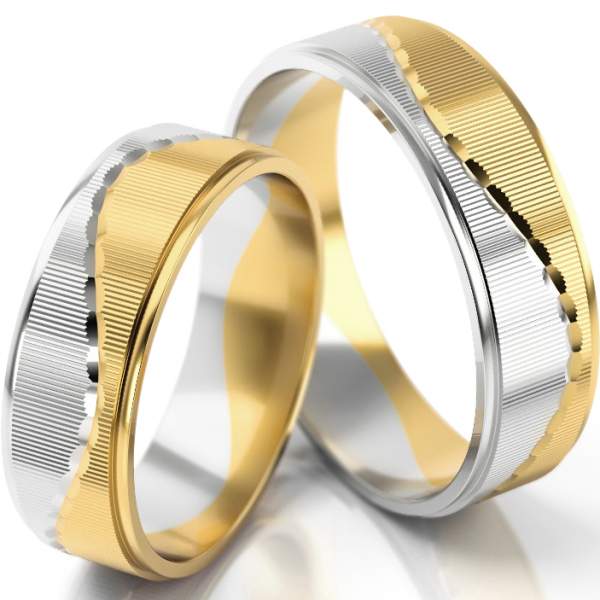 Trauringe Weissgold-Gelbgold (333) ohne Steine