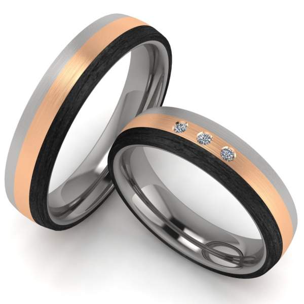 Tricolor Titan Rotgold Carbon Ringe