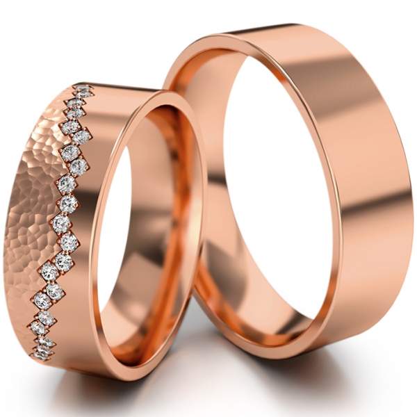 Trauringe Rotgold (333) mit Brillant 0,21 ct.