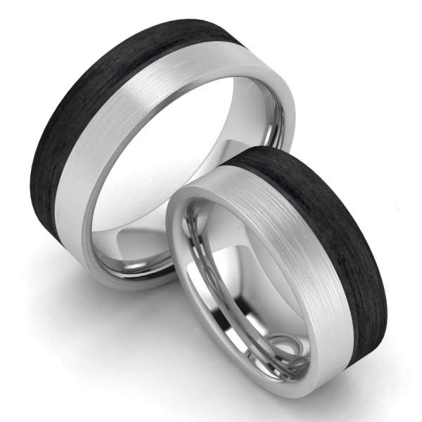 Carbon Edelstahl Verlobungsringe 8 mm