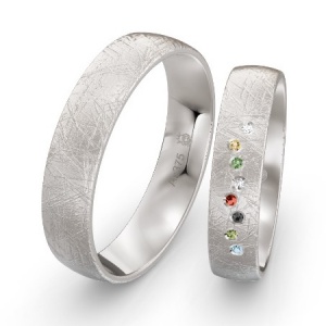 Trauringe in Weißgold 375 mit Steinbesatz