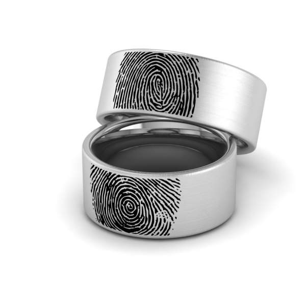 Ringe mit Fingerabdruck aussen aus Edelstahl