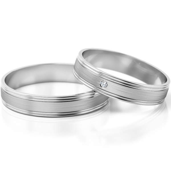 Trauringe Weissgold (333) mit Brillant 0,015 ct.