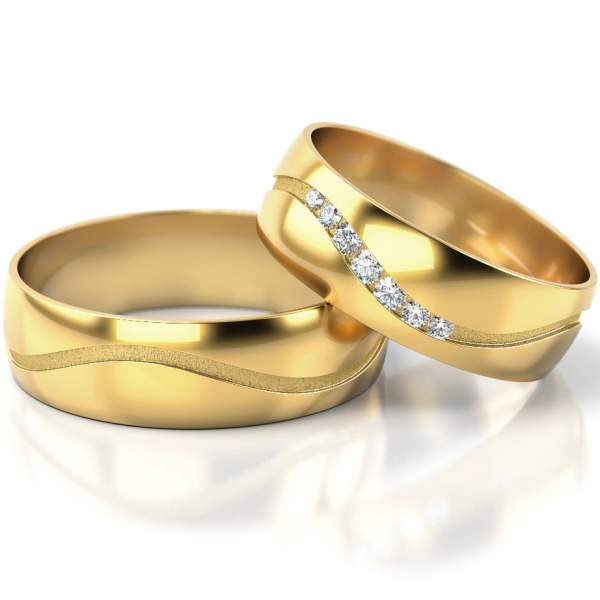 Trauringe Gelbgold (333) mit Brillant 0,085 ct.