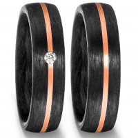 Bicolor Trauringe Carbon Roségold mit Brillant der Marke TitanFactory Bicolor Trauringe Carbon Roségold mit Brillant der Marke TitanFactory