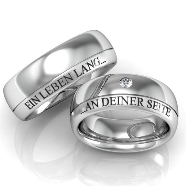 Verlobungsringe Lasergravur Steinbesatz ID247 | TrauringShop24.de