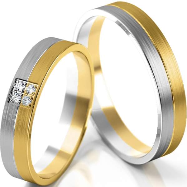 Trauringe Gelbgold-Weissgold (333) mit Brillant 0,04 ct.